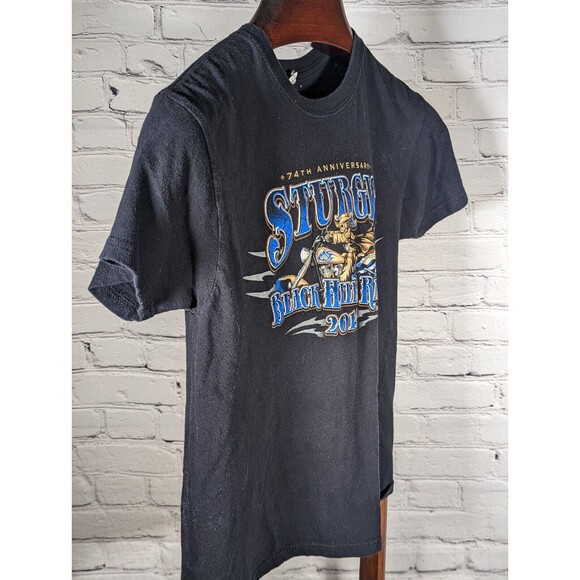Sturgis Black Hills Rally 2014 74th Anniversary T-Shirt XS Black Double Side USA - Picture 3 of 8
